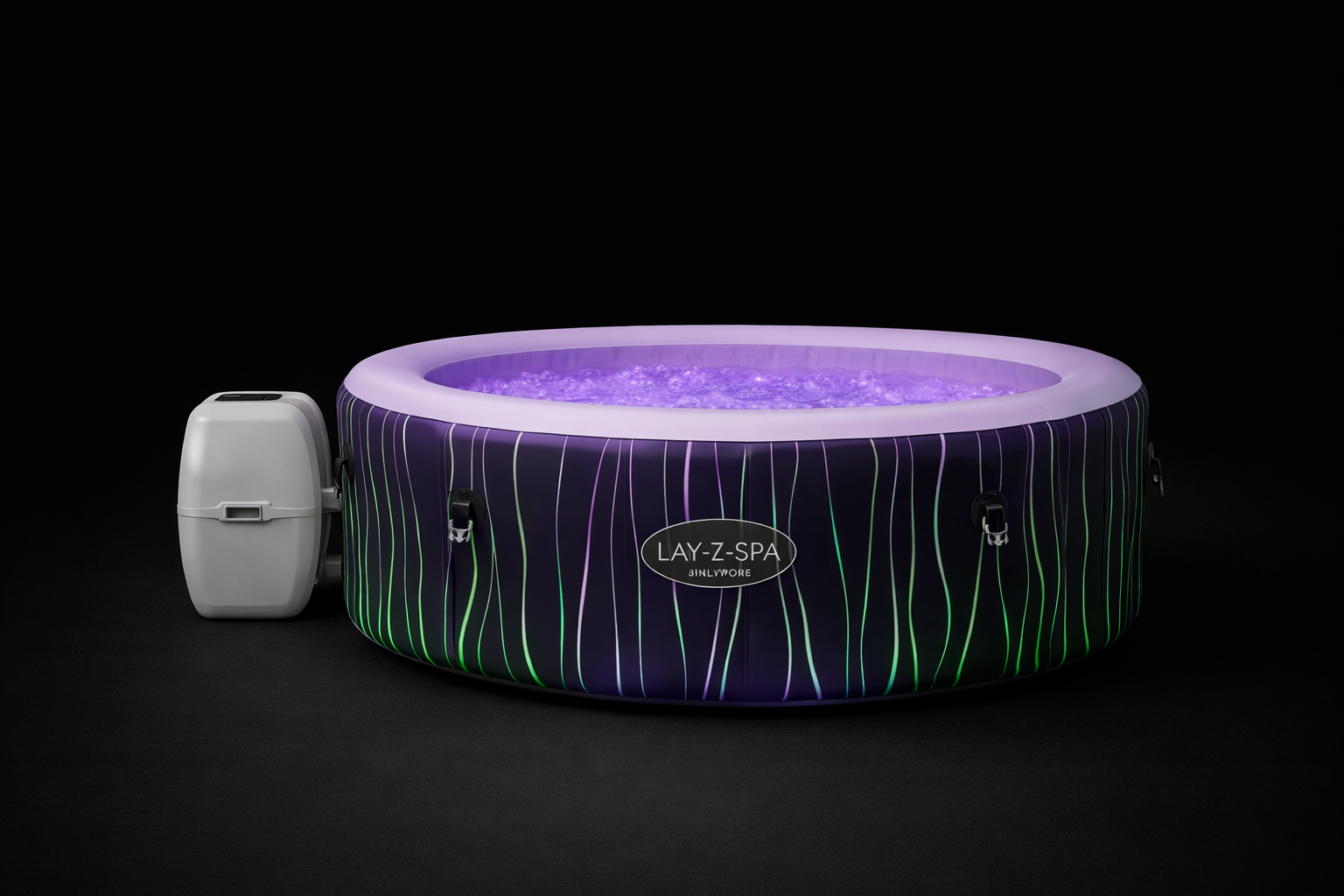 Hollywood hot tub — premium large heated hire with LED lighting